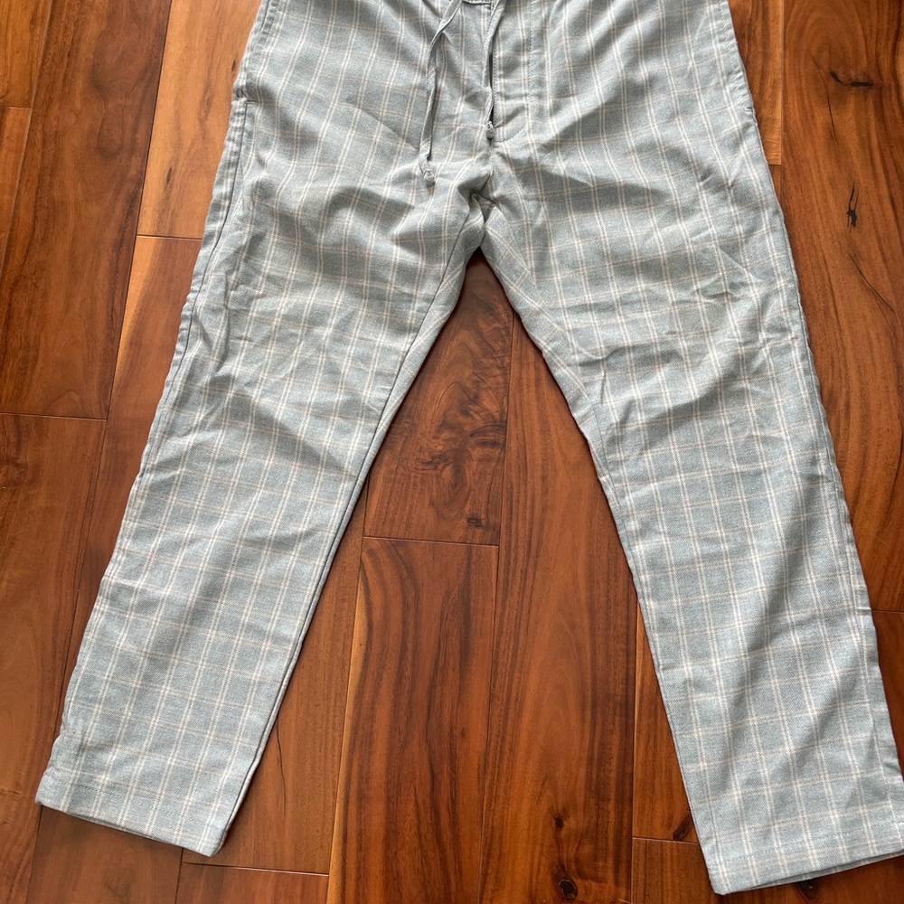 Topman Light Gray Plaid Chinos